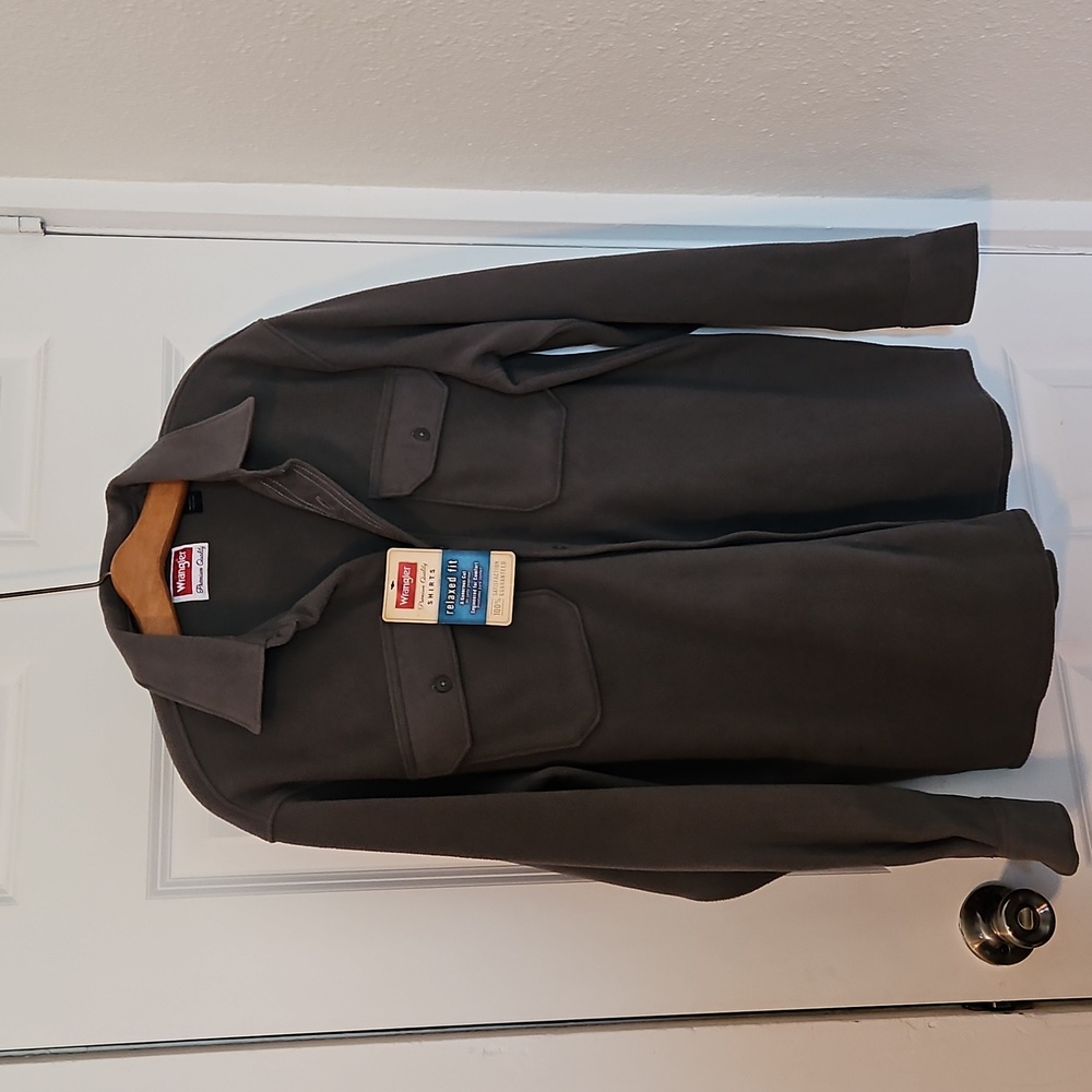 Wrangler Mens Fleece Grey Button Down Shirt Size M (AB)